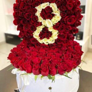 Large Standing Number/Initial Heart Box Bouquet